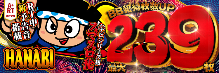 スロット最新導入機種　スマスロ ハナビの機種バナー